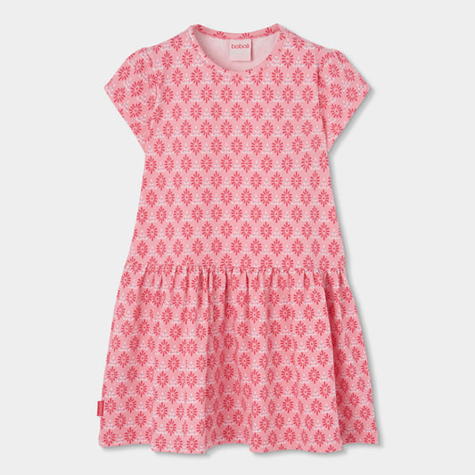 Vestido coral estampado geométrico mini niña
