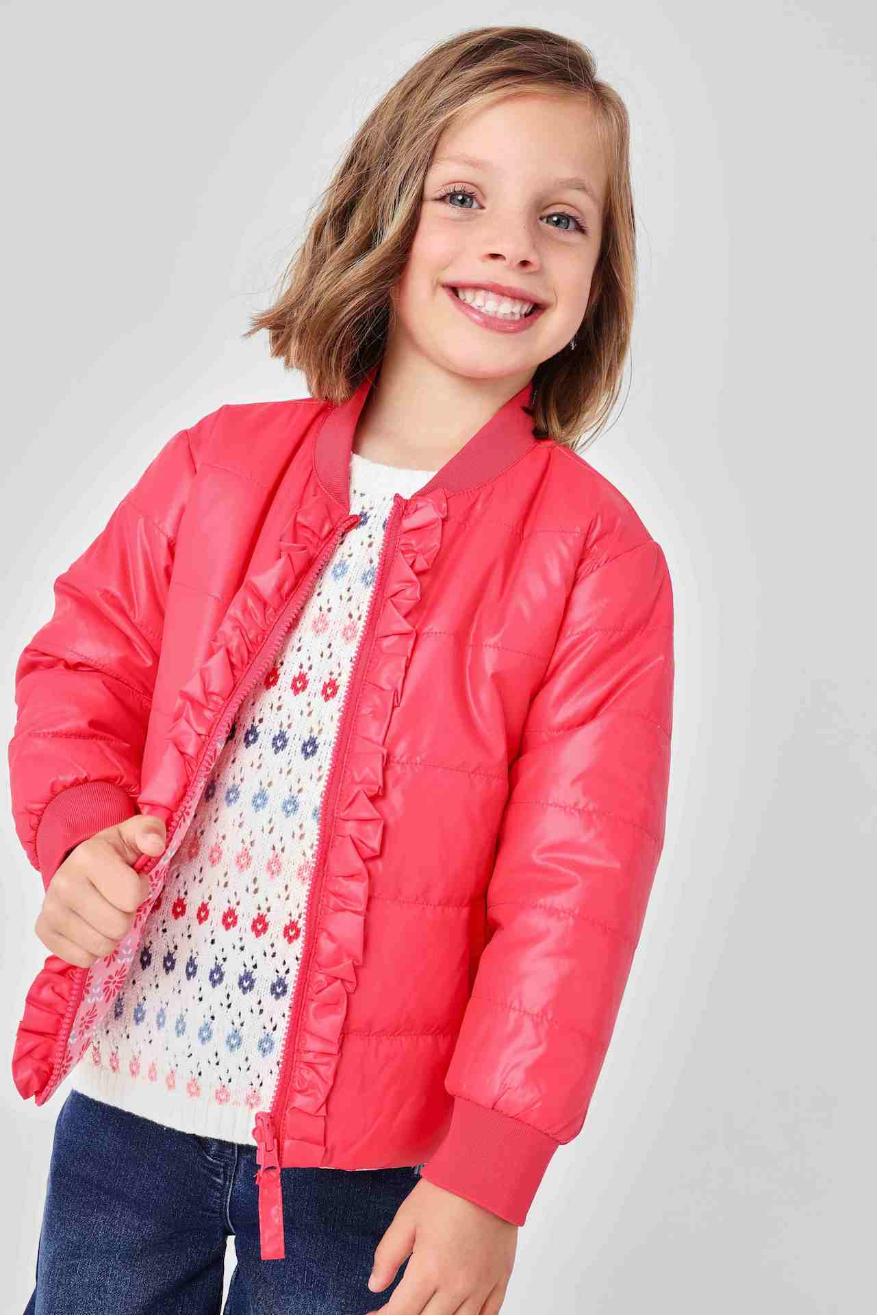 Chamarra ligera reversible magenta mini niña