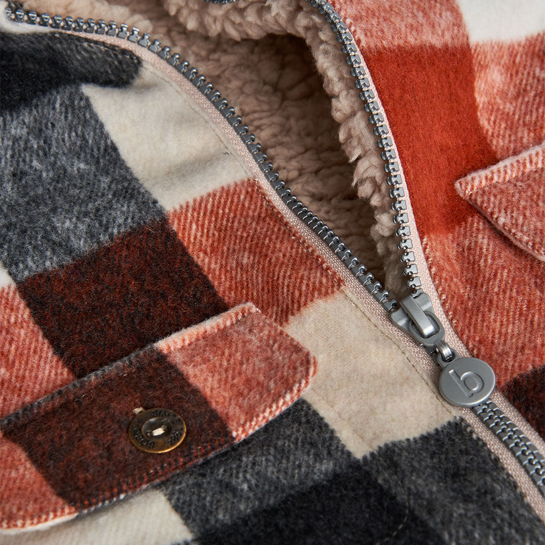 Chamarra cuadros con borrega mini niño