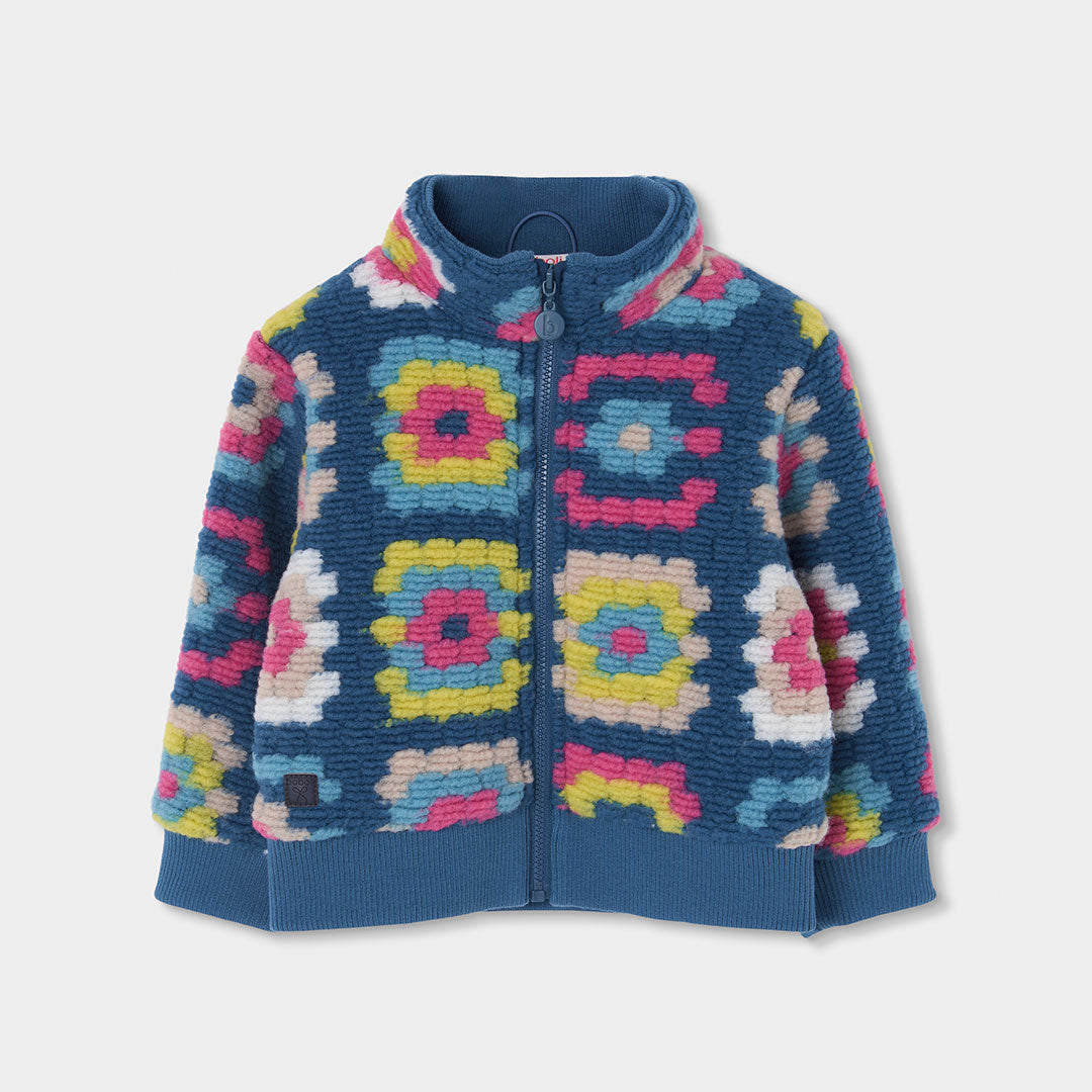 Chamarra jacquard azul mozaicos mini niña