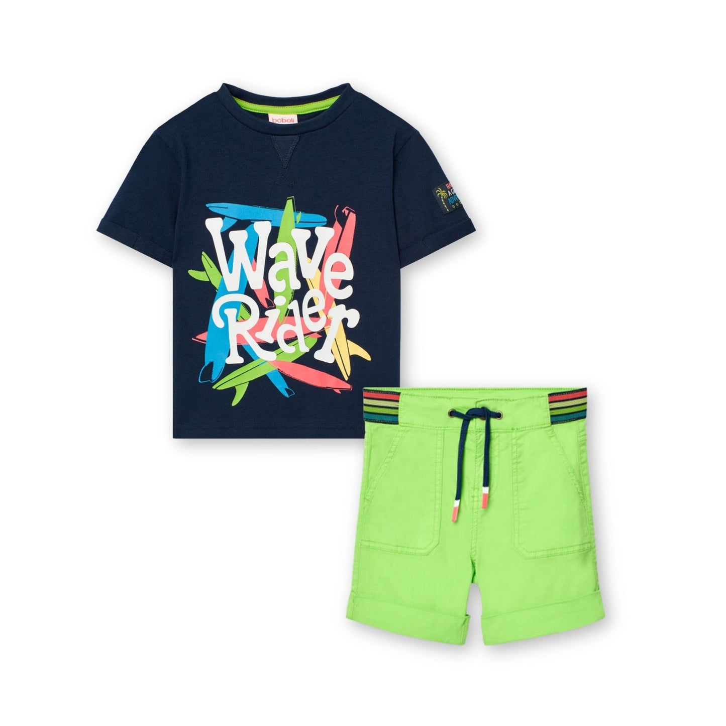 Conjunto wave rider playera con short para mini niño y niño jr