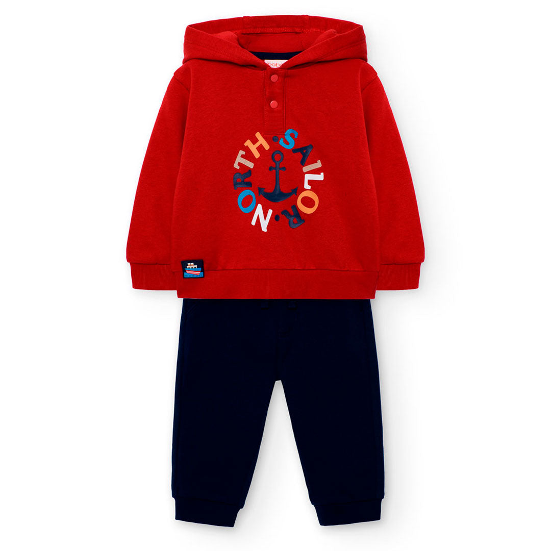 Conjunto de pants con sudadera roja mini niño