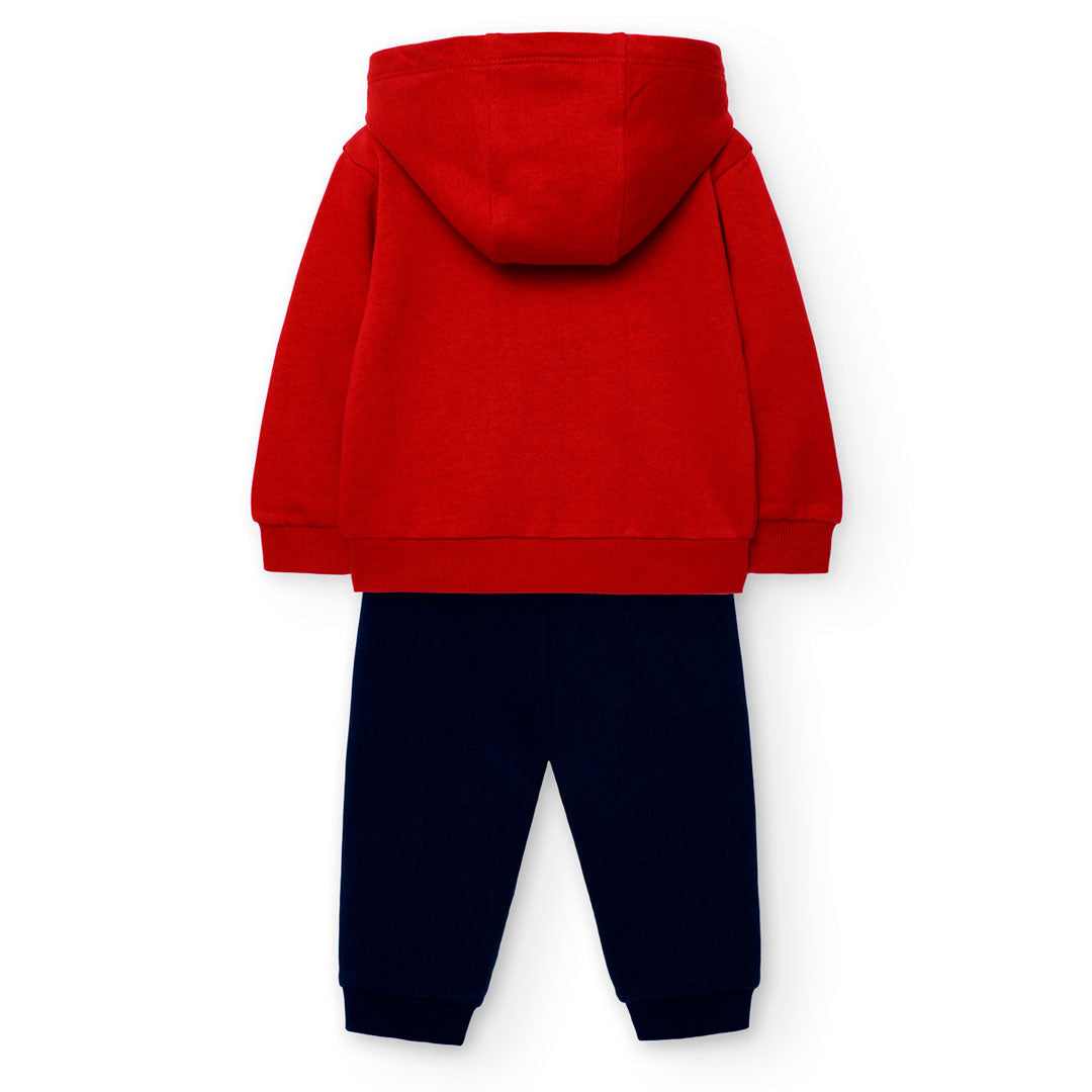 Conjunto de pants con sudadera roja mini niño
