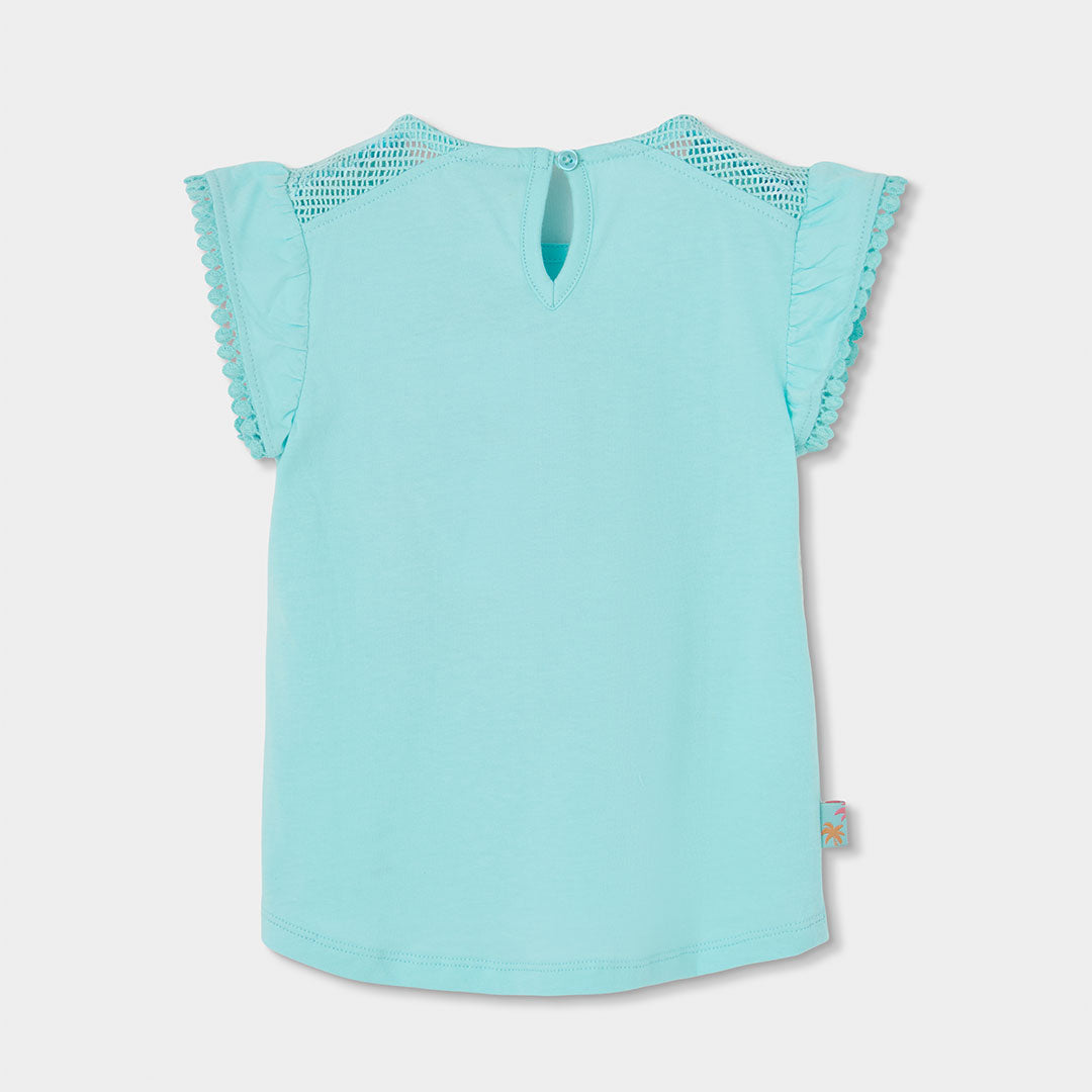 Conjunto blusa aqua con short rayas mini niña