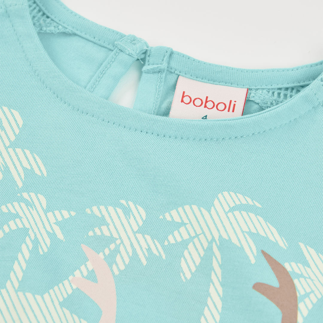 Conjunto blusa aqua con short rayas mini niña
