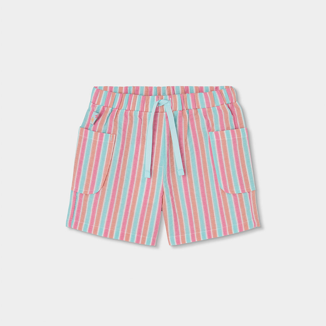 Conjunto blusa aqua con short rayas mini niña