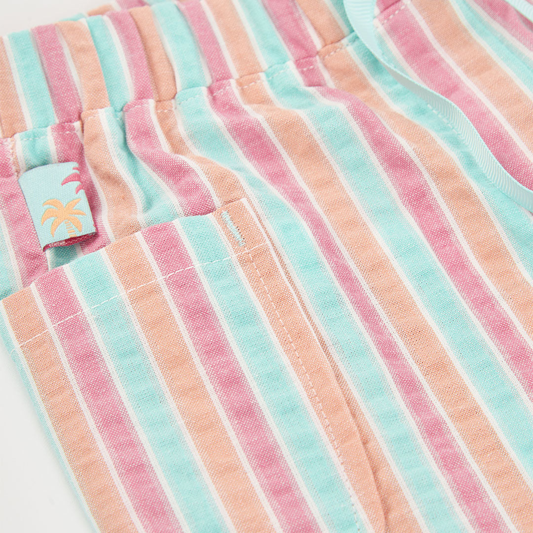 Conjunto blusa aqua con short rayas mini niña