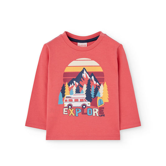 Playera Explore coral mini niño