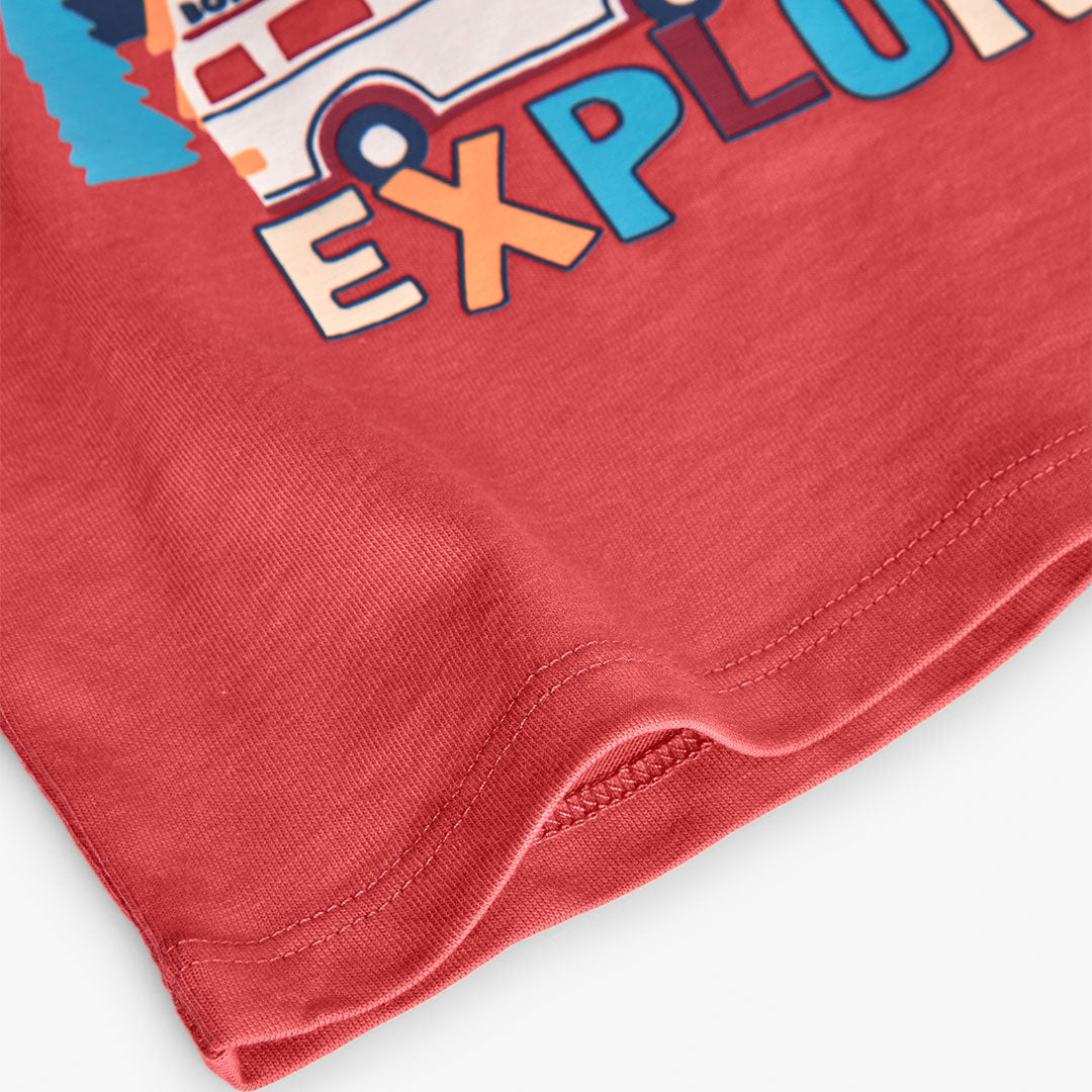 Playera Explore coral mini niño