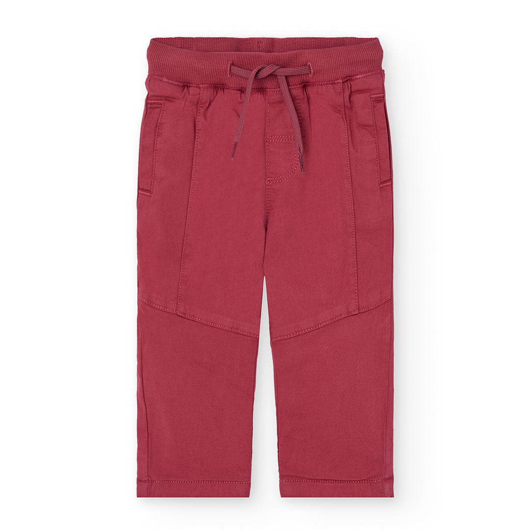 Pantalón jogger gabardina rojo granada mini niño