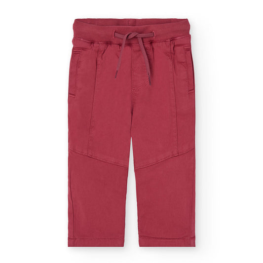 Pantalón jogger gabardina rojo granada mini niño