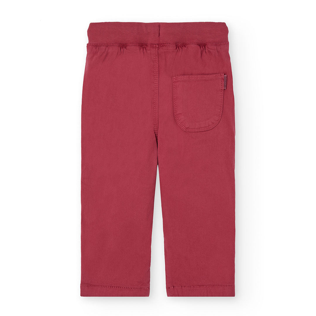 Pantalón jogger gabardina rojo granada mini niño