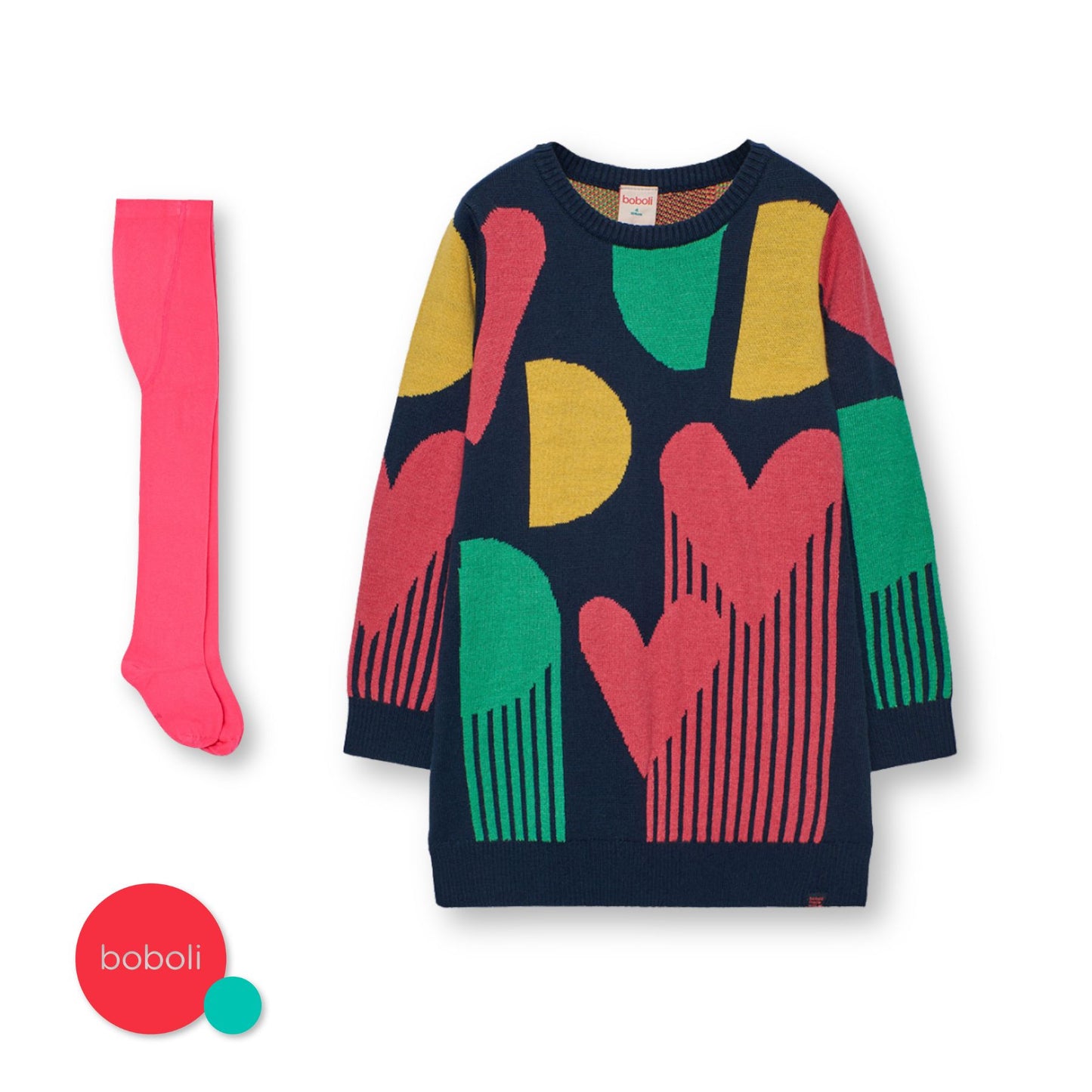 Vestido tricot multicolor con mallas niña jr