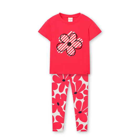 Conjunto blusa con leggings estampado flores para mini niña y niña jr