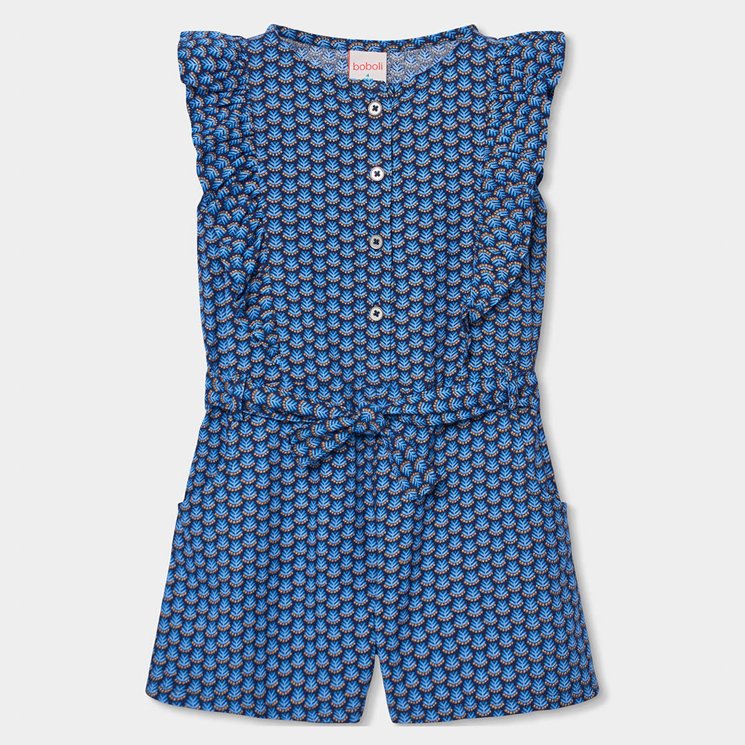 Mono estampado azul mini niña y niña jr