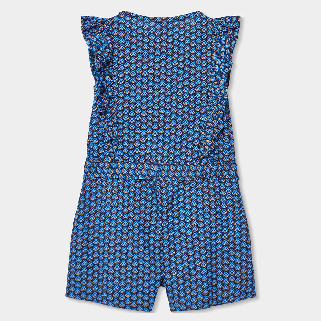 Mono estampado azul mini niña y niña jr