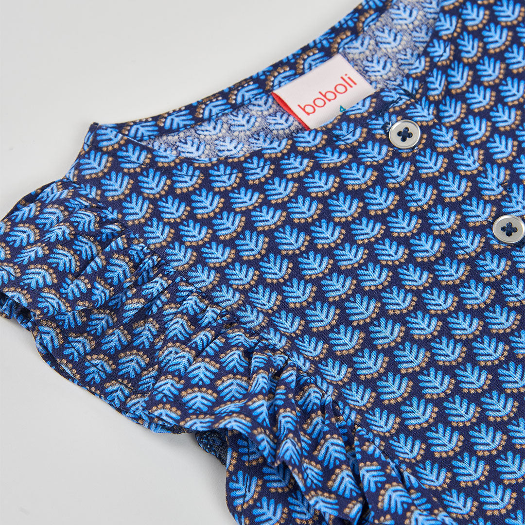 Mono estampado azul mini niña y niña jr