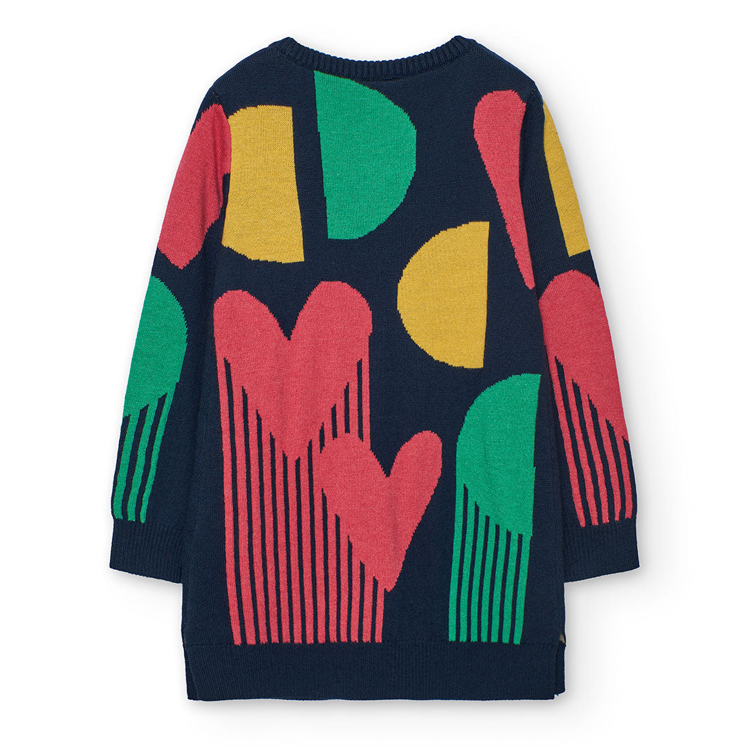 Vestido tricot multicolor con mallas niña jr