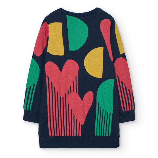 Vestido tricot multicolor con mallas niña jr