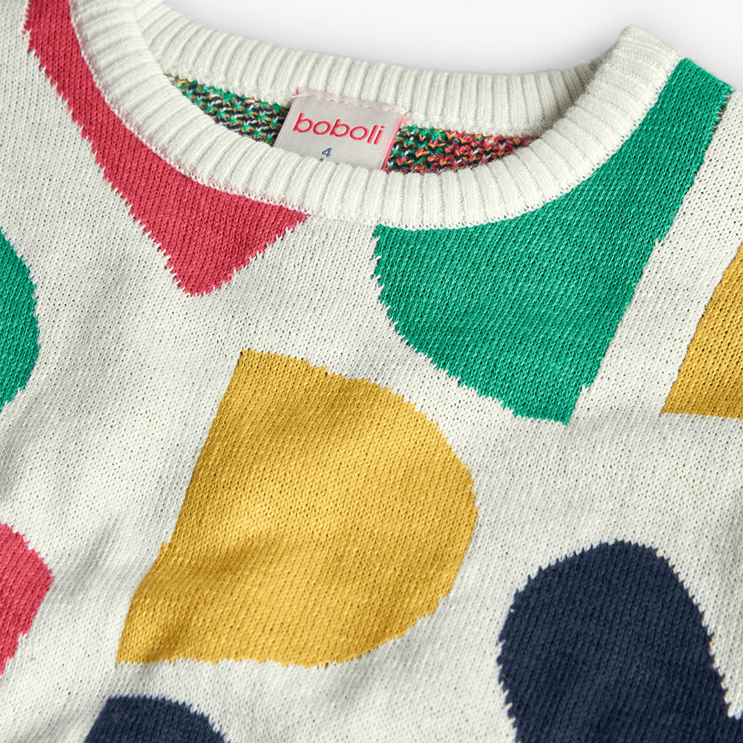 Suéter blanco corazones multicolor niña jr