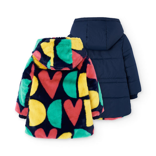 Chamarra reversible corazones multicolor niña jr