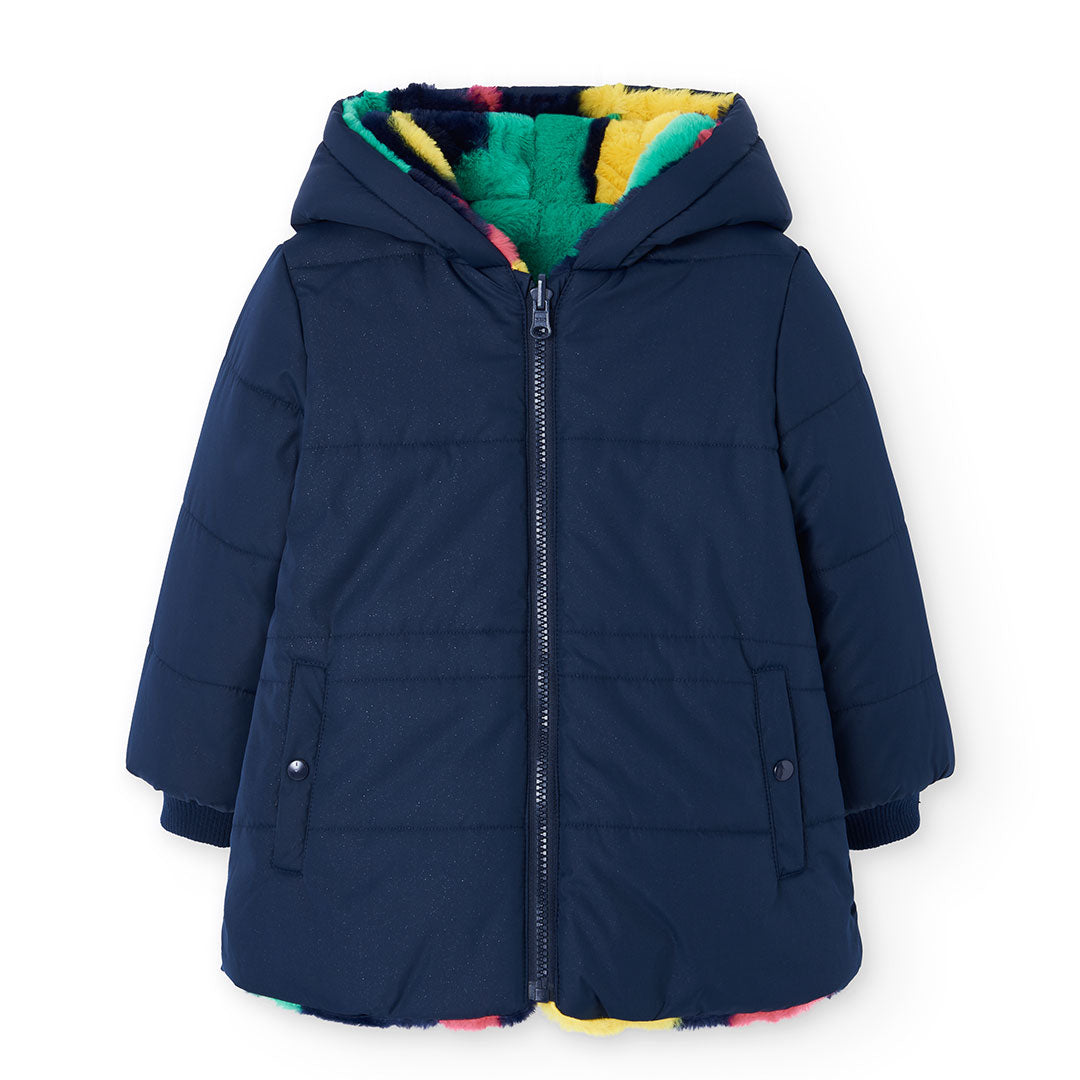 Chamarra reversible corazones multicolor niña jr