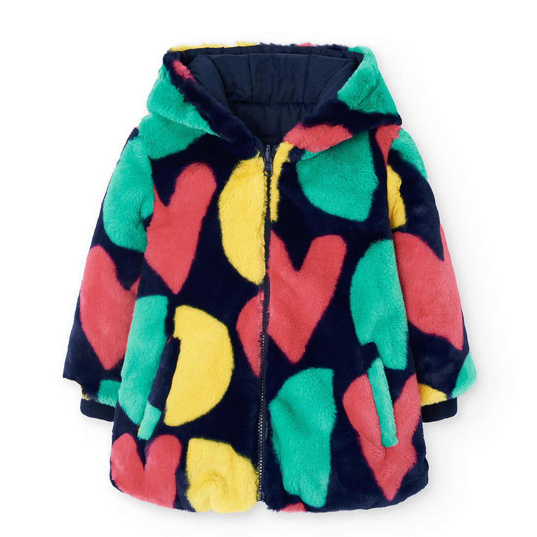 Chamarra reversible corazones multicolor niña jr