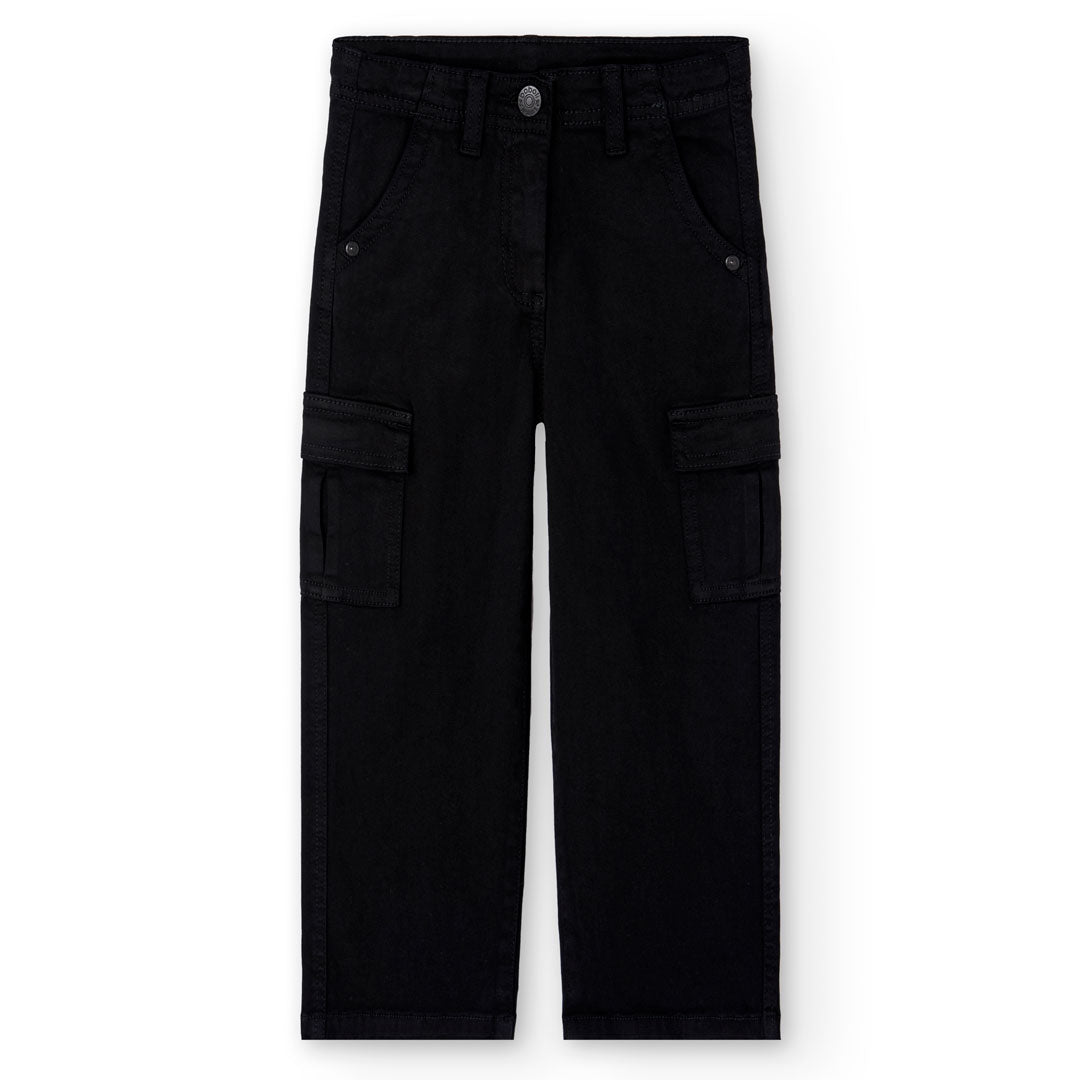 Pantalón sarga stretch negro niña jr