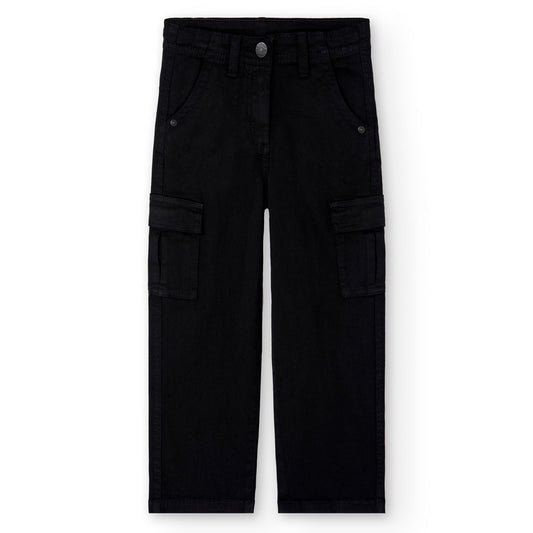 Pantalón sarga stretch negro niña jr