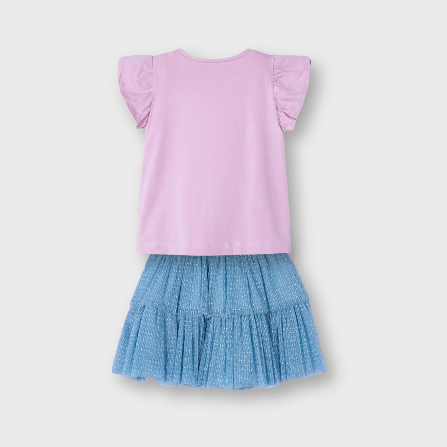 Conjunto falda tul azul mini niña