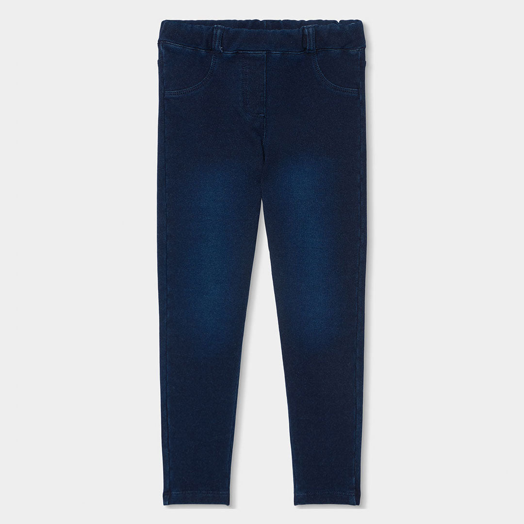 Pantalón felpa denim azul marino mini niña