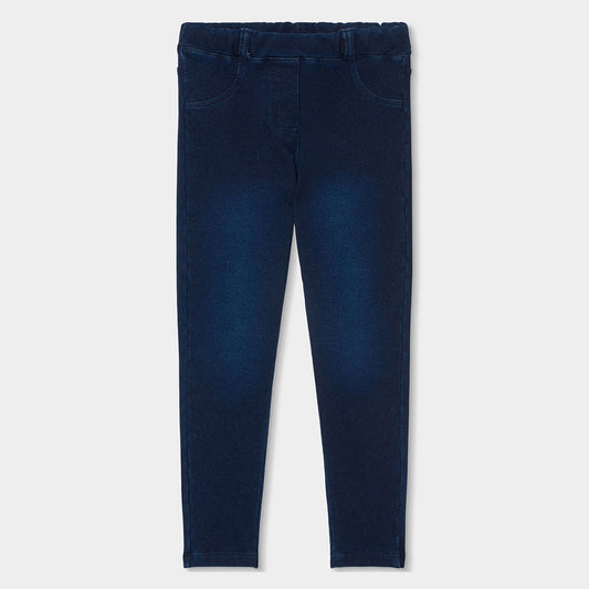 Pantalón felpa denim azul marino mini niña