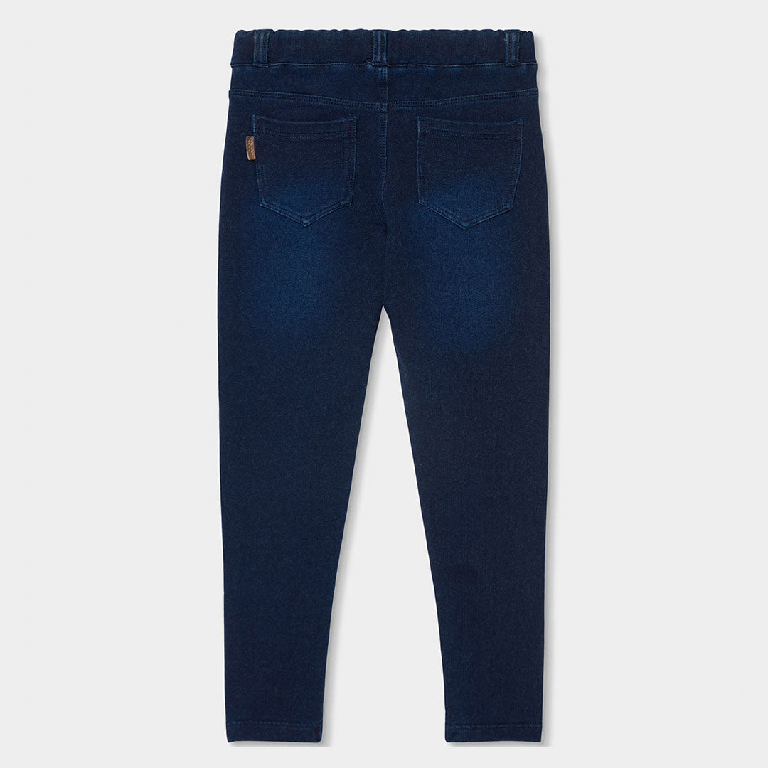 Pantalón felpa denim azul marino mini niña