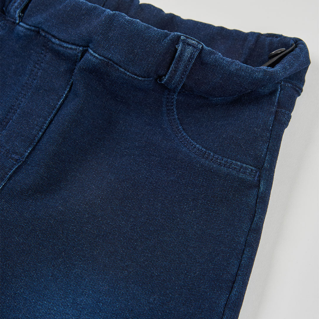 Pantalón felpa denim azul marino mini niña