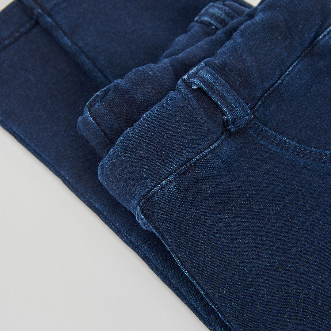 Pantalón felpa denim azul marino mini niña