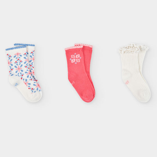 Pack calcetines blanco/coral para mini niña