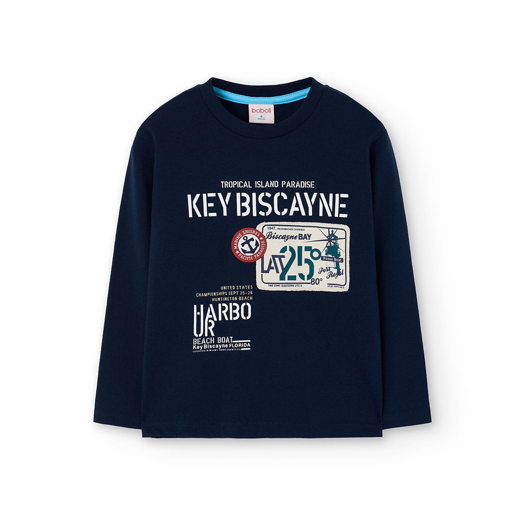 Camiseta manga larga azul marino niño jr