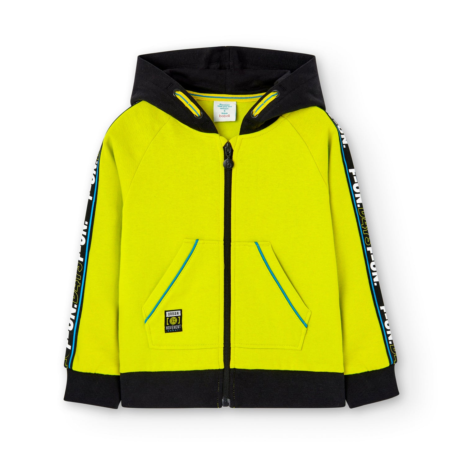 Sudadera de felpa con cierre amarillo limón niño jr