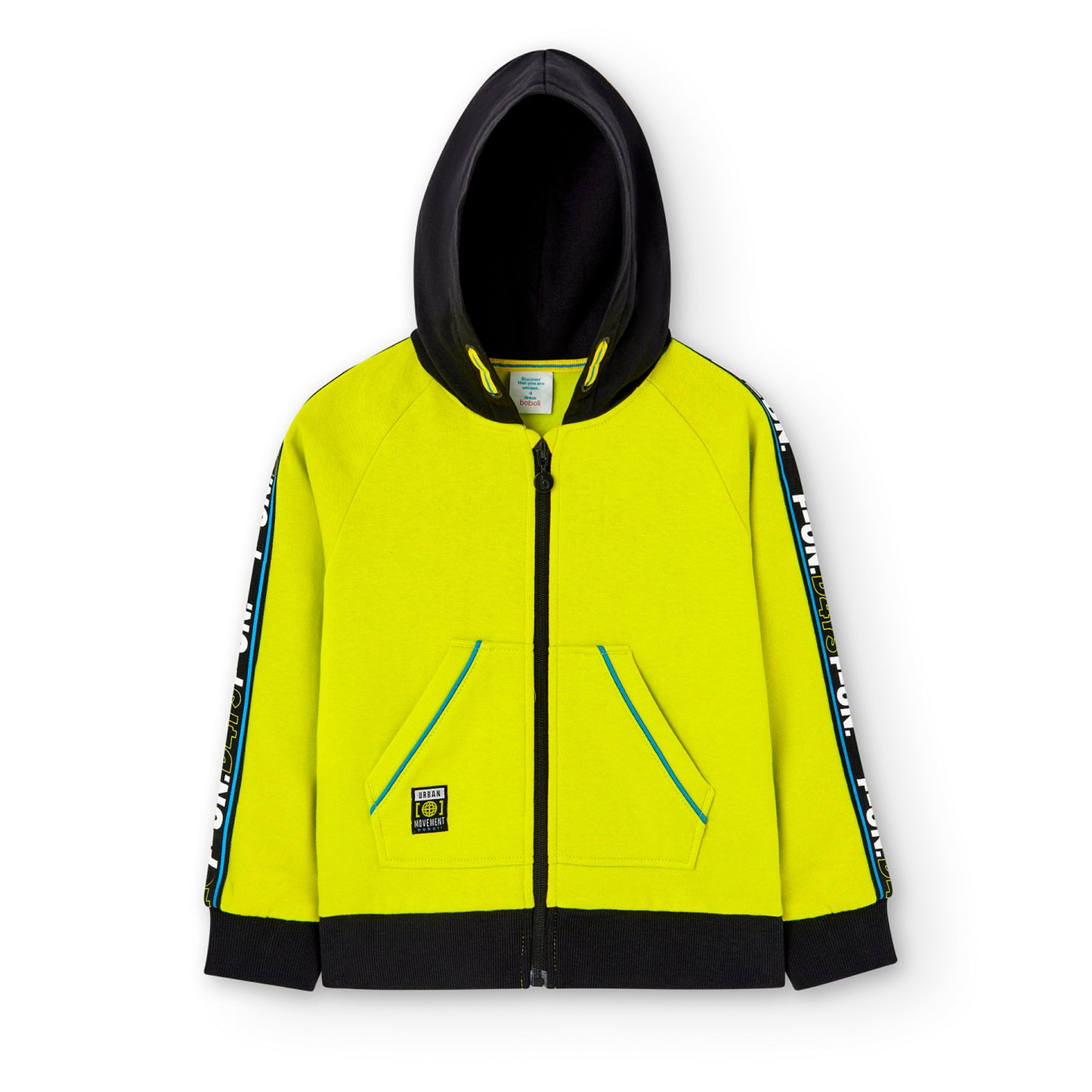 Sudadera de felpa con cierre amarillo limón niño jr