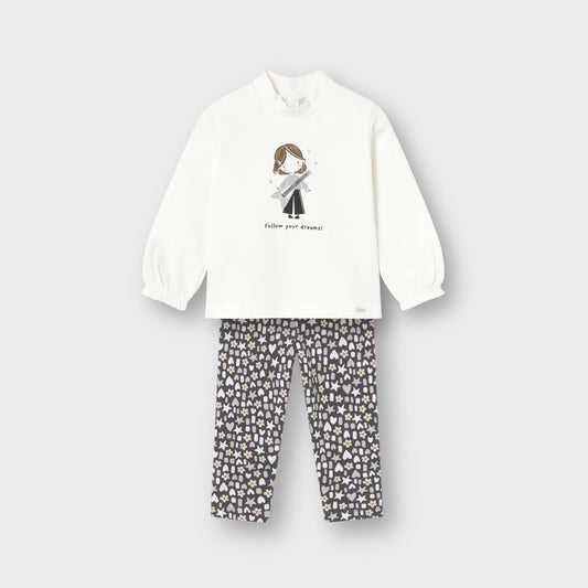 Conjunto legging estampado y camiseta bebé niña