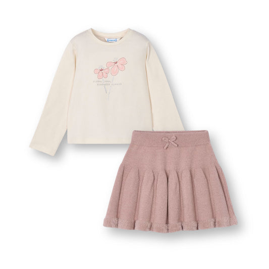 Cojunto blusa con falda tricot mini niña