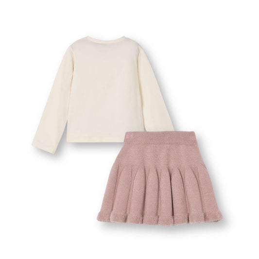 Cojunto blusa con falda tricot mini niña