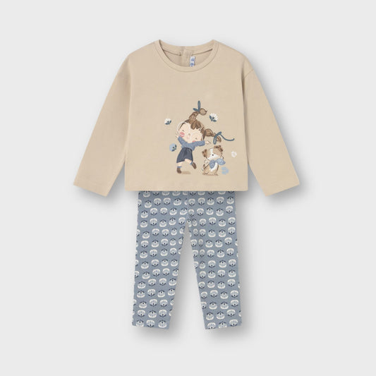 Conjunto legging estampado y camiseta bebé niña