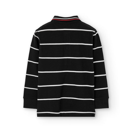 Polo negro manga larga listado niño jr