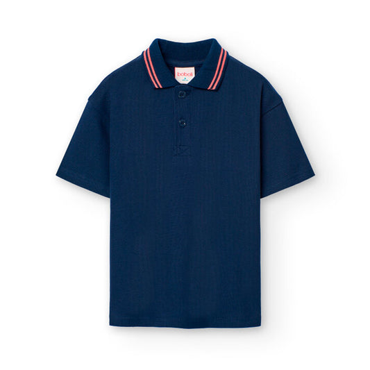 Polo azul marino para mini niño y niño jr