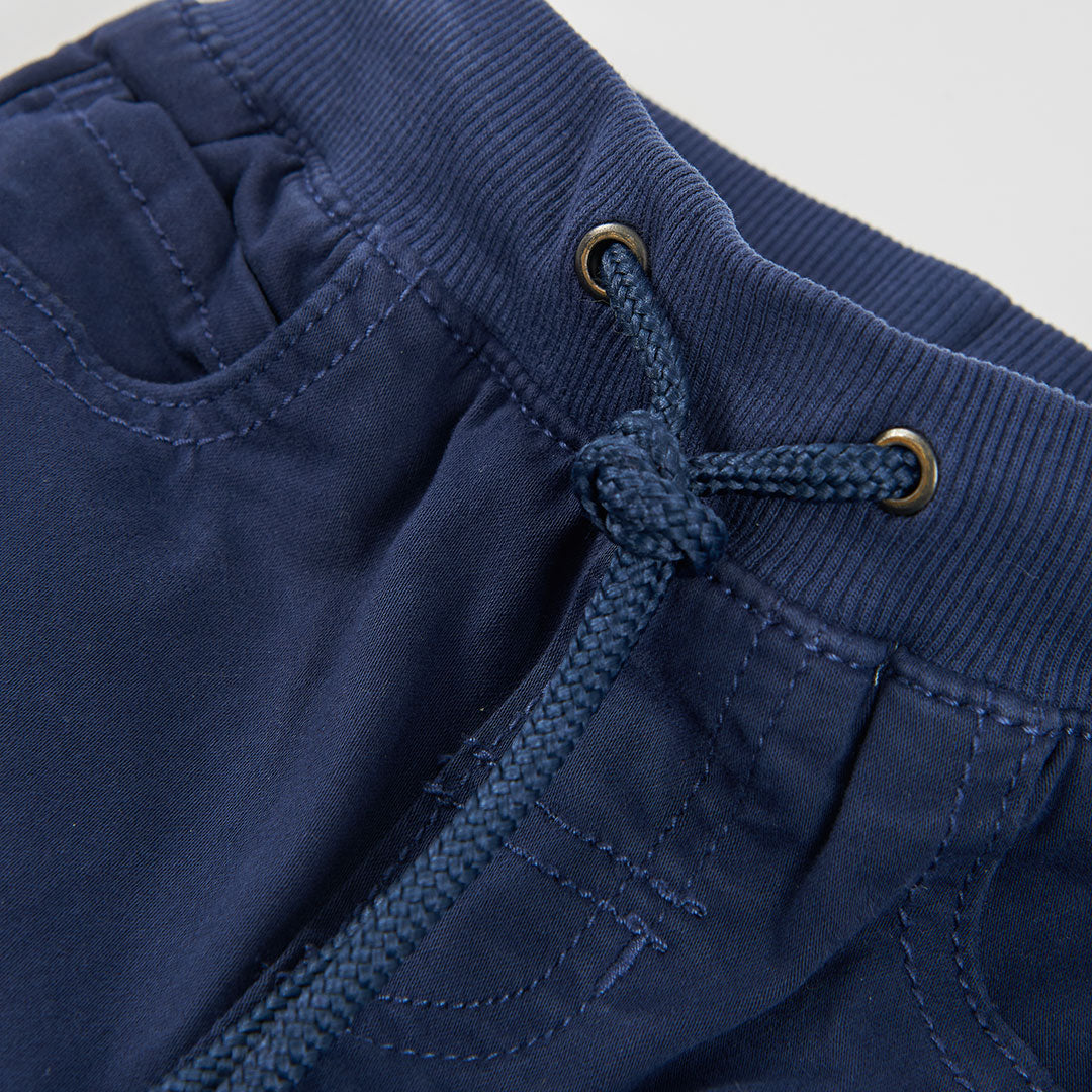 Pantalón gabardina forrado azul marino para bebé niño y mini niño