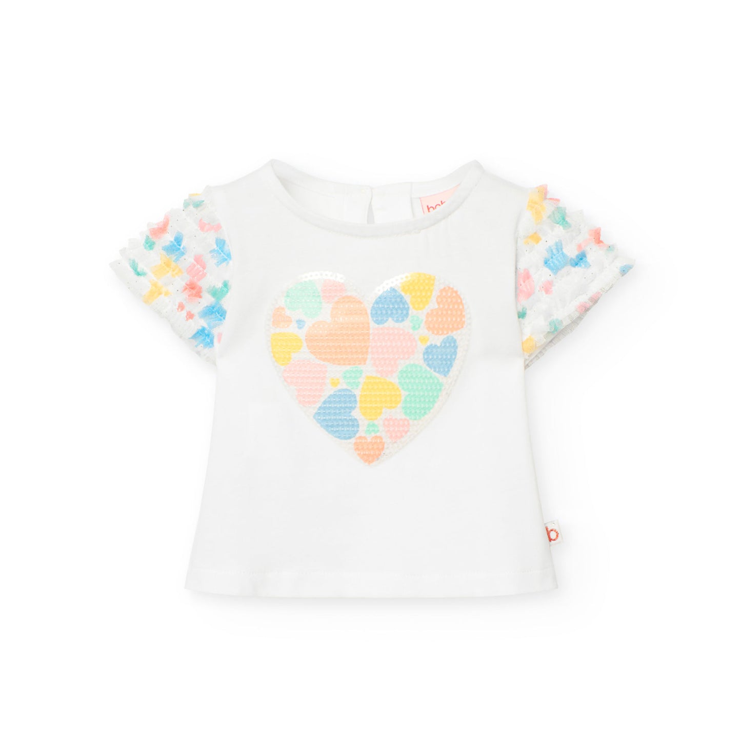 Conjunto blusa con falda corazones para mini niña