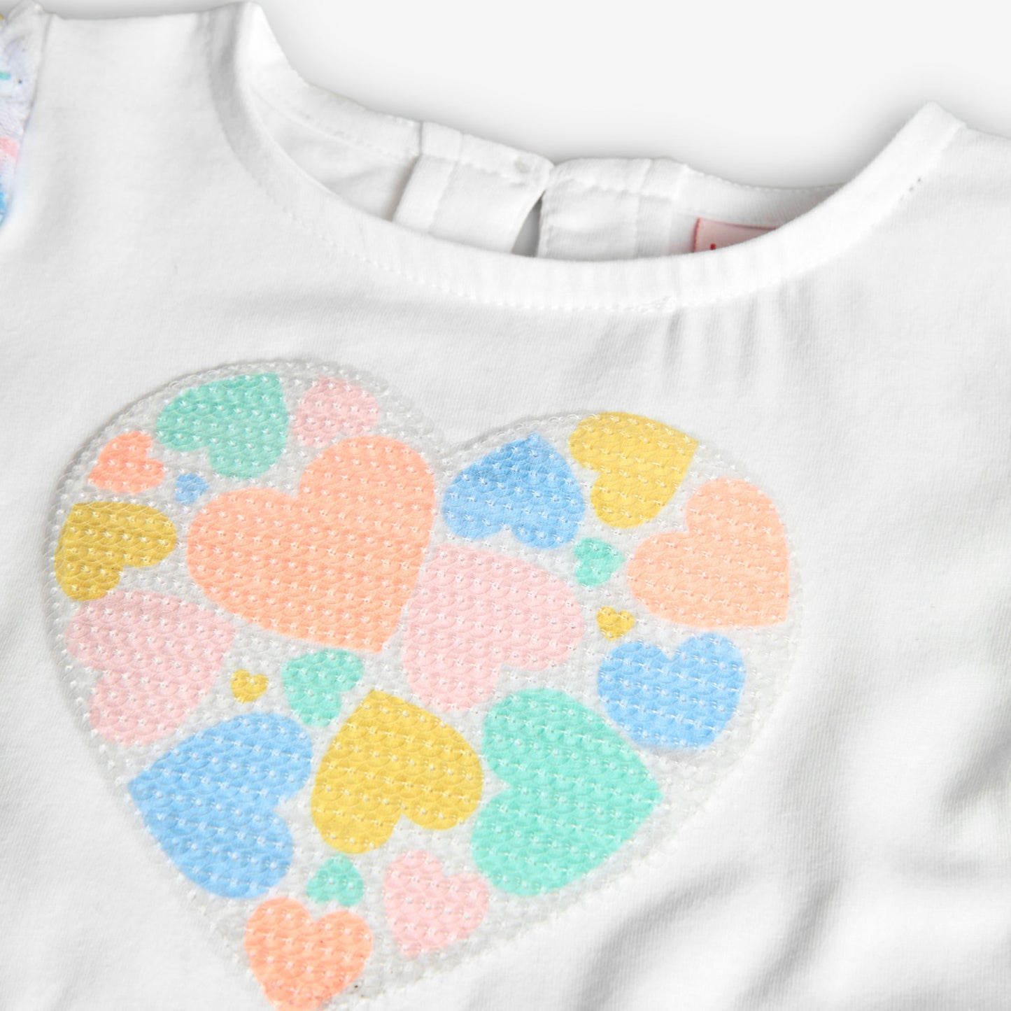Conjunto blusa con falda corazones para mini niña
