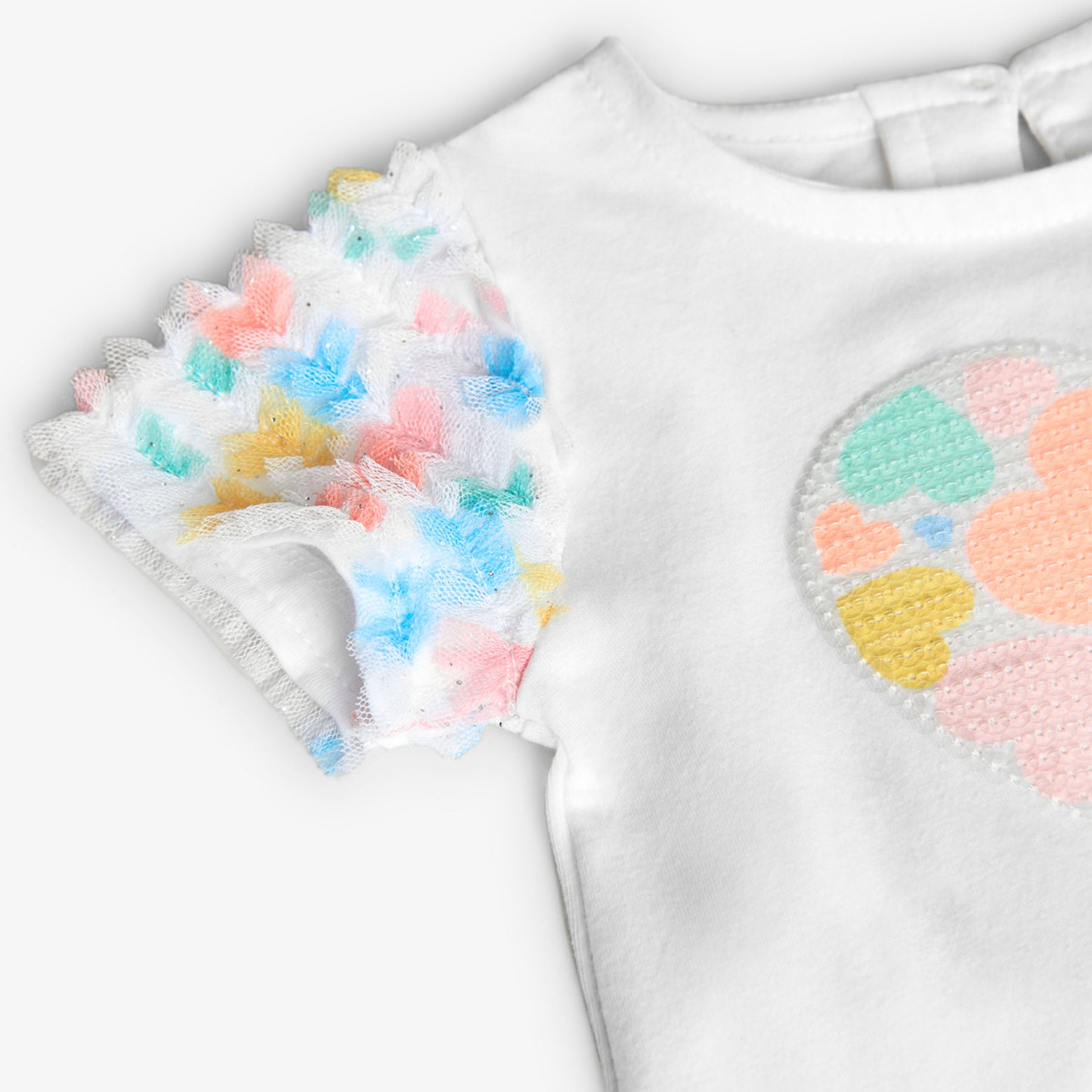 Conjunto blusa con falda corazones para mini niña