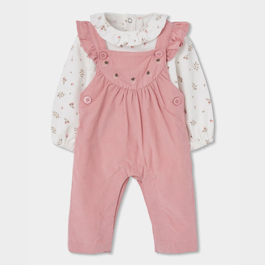 Conjunto overol micropana rosa bebé niña